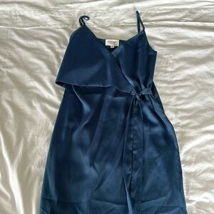 Evidnt Blue Satin Midi Dress